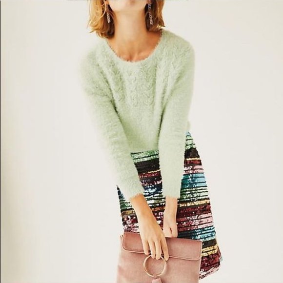 Anthropologie Rosie Neira Aubade Crew Neck Sweater Size XS Mint Green - Picture 7 of 12